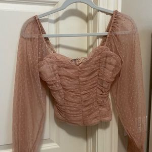 Puff sleeve polka dot going out top